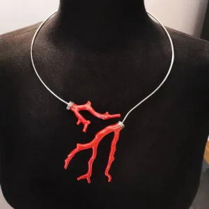 Red coral necklace combined with sterling silver - Nonokai